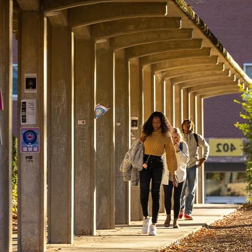 ksu students walking on campus.